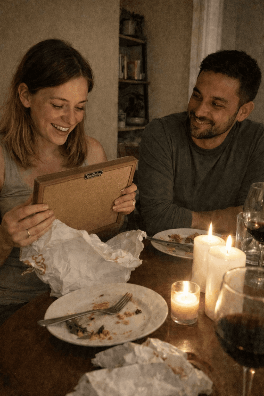 Moment de déballage cadeau